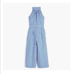 Jcrew High-neck jumpsuit in gingham cotton poplin